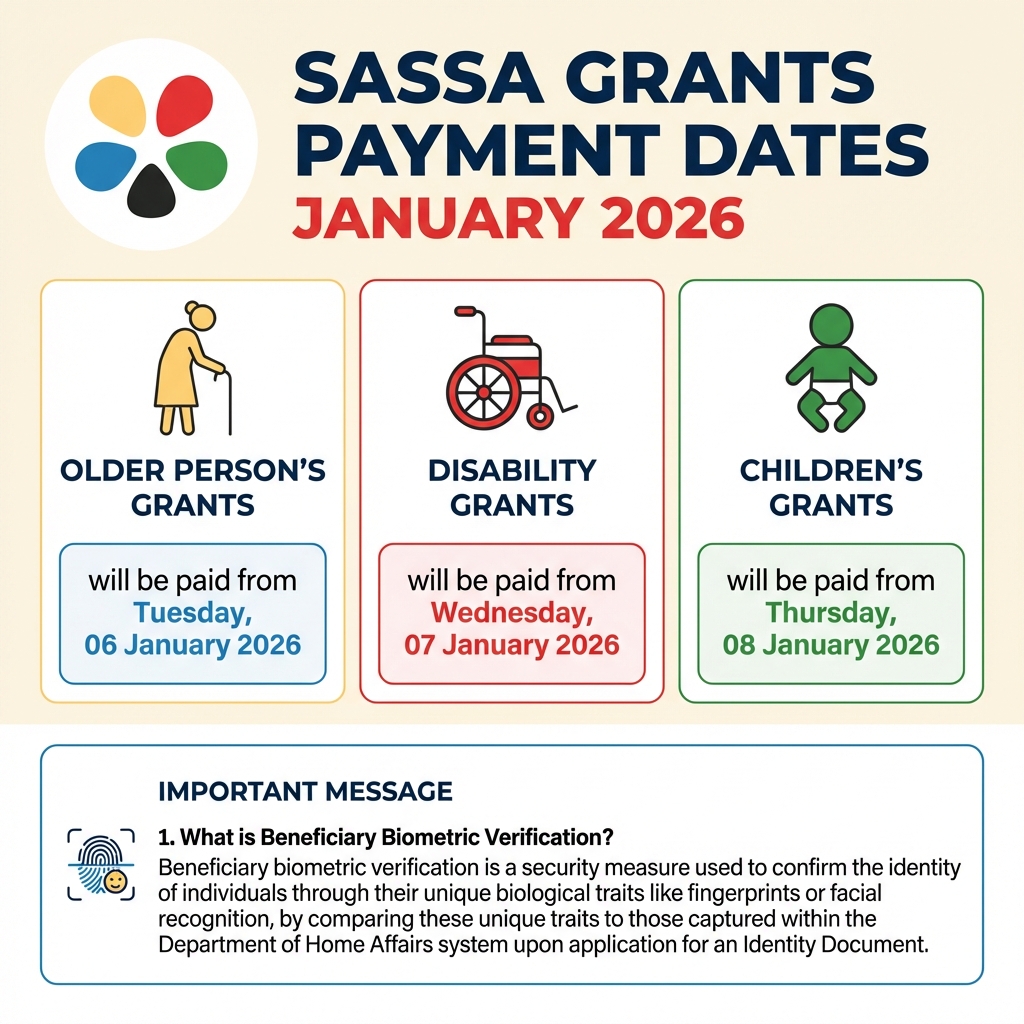 SASSA payment dates for 2026
