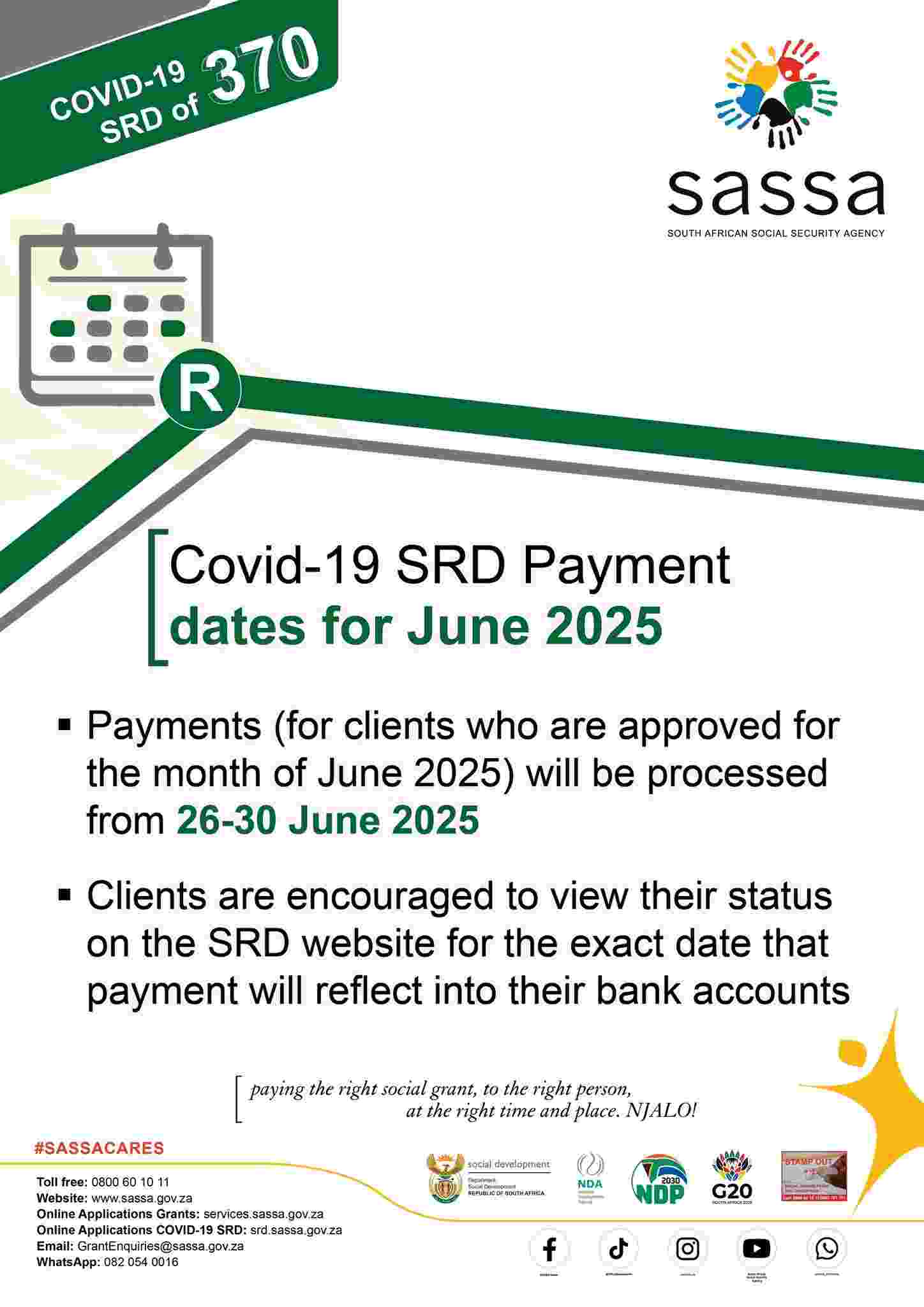 SASSA SRD June Payments Confirmed