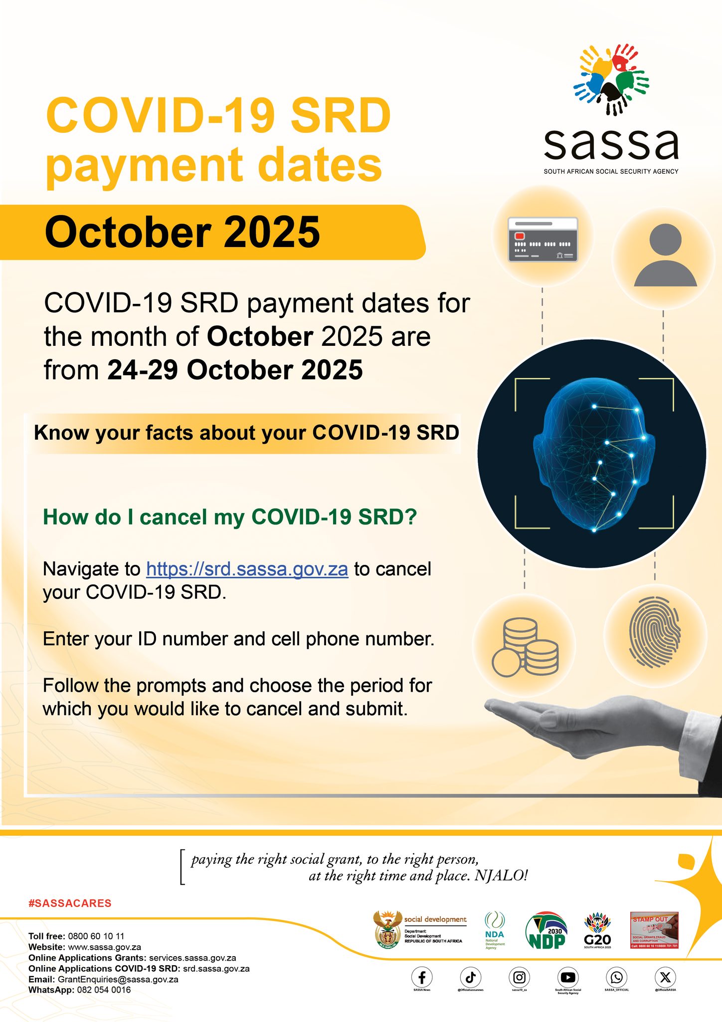 SASSA payment dates for August 2025
